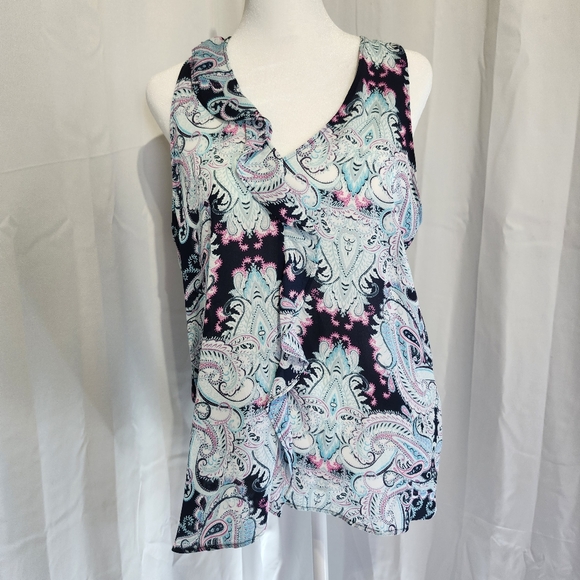 Banana Republic Tops - Banana Republic Size Medium Black and Blue Paisley Blouse